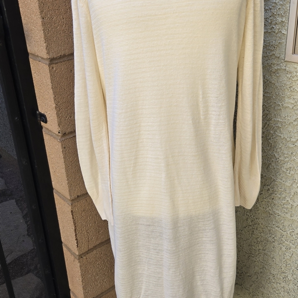 Rachel Zoe Cream Long Open-Front Cardigan with Pockets - Picture 7 of 9
